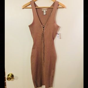 NWT Large Bodycon Ribbed Tank Top Lace Up Dress